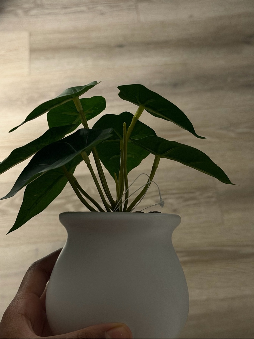 Marshalls White Ceramic Vase with Green Faux Foliage